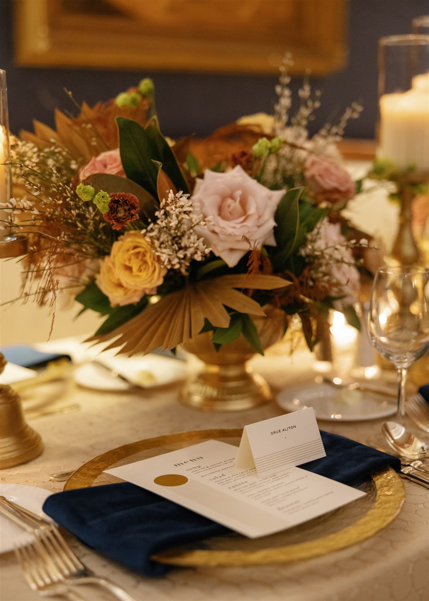 Table decor wedding florals from Scout Floral in Texas.