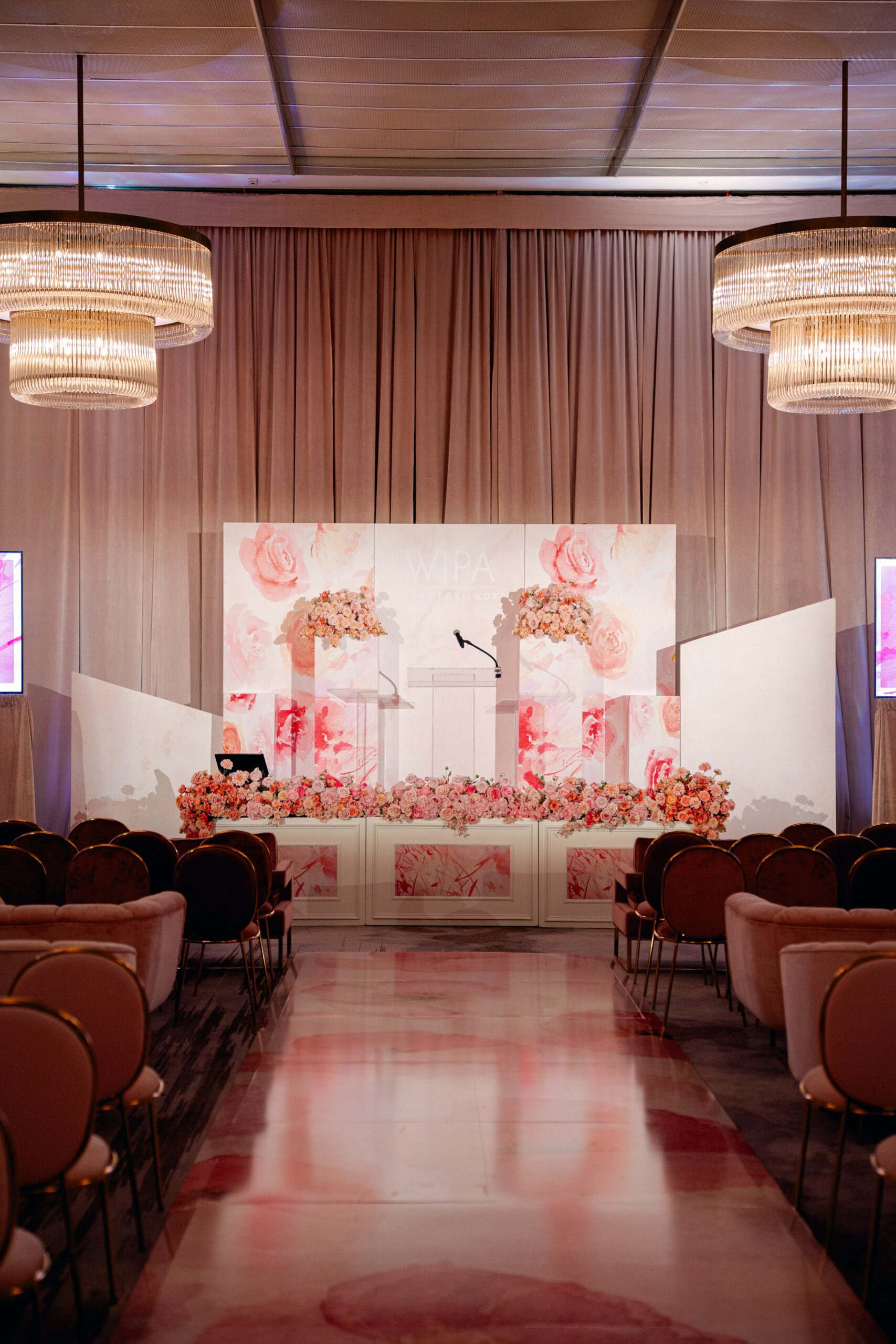 Custom stage backdrop from Render Rentals in Dallas, Texas.